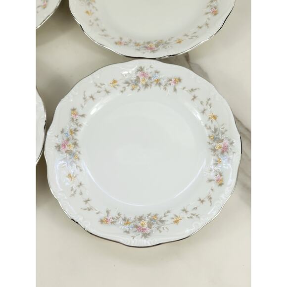 Johann Haviland Floral Splendor Bread Plate 6 1/4" Silver Trim 80s Germany x4 - Picture 5 of 15